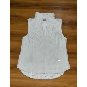 Womens T By Talbots White Quoted Full Zip Sleeveless Vest